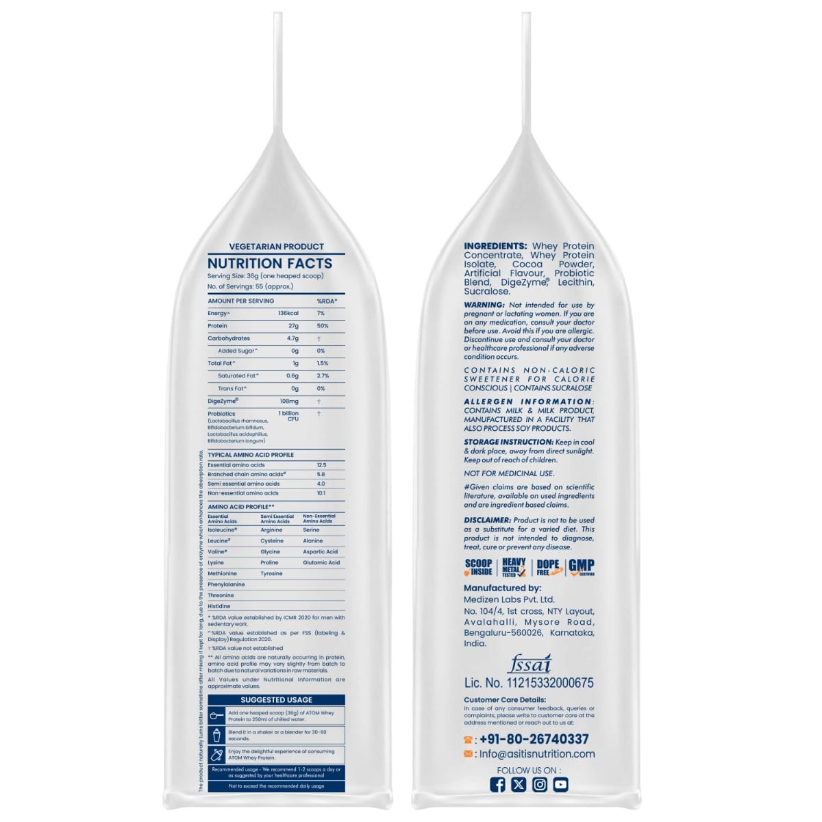 AS IT IS ATOM WHEY 2kg WITH 27GM PROTEIN