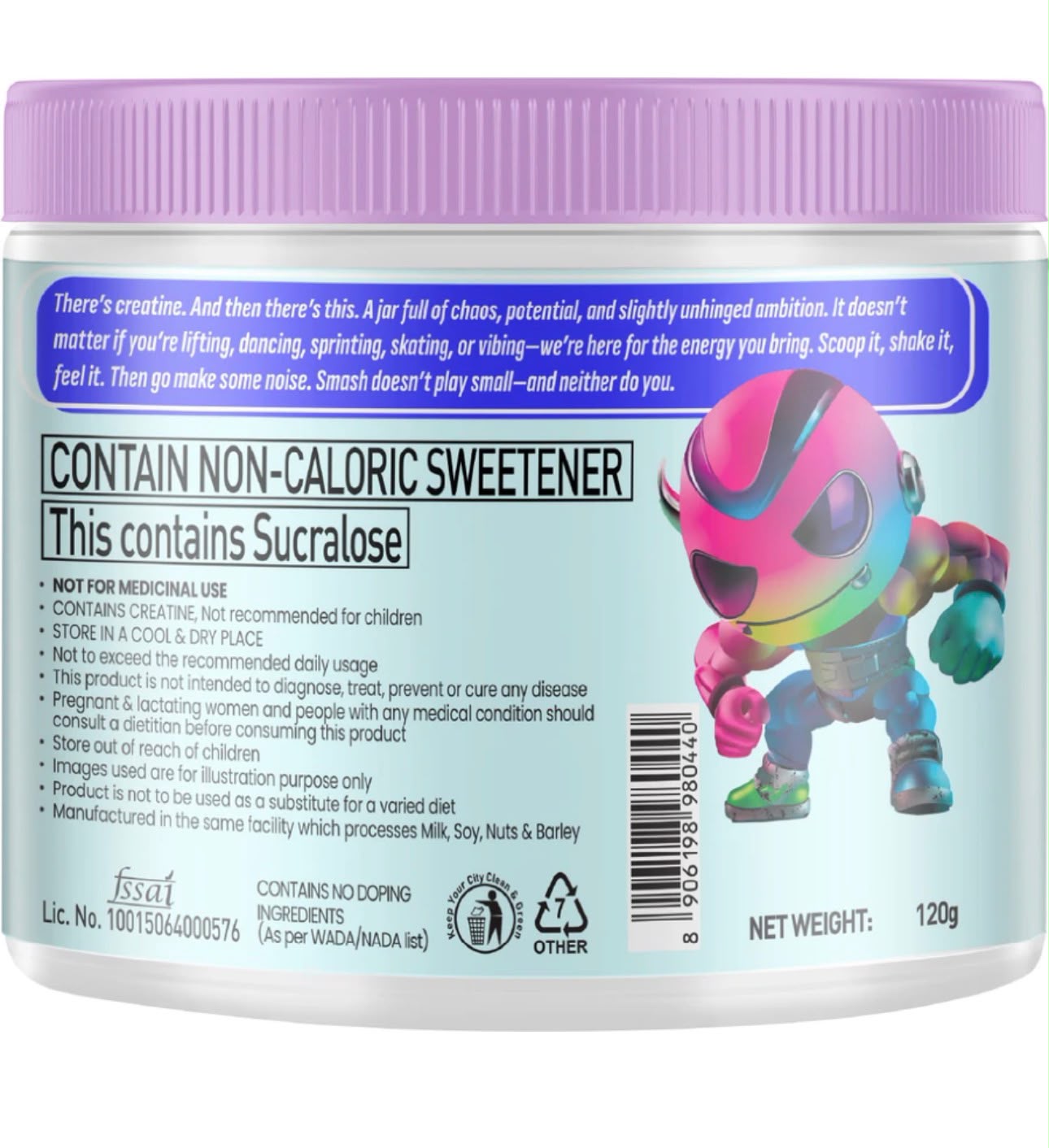 SMASH MICRONISED MONOHYDRATE CREATINE  120GM