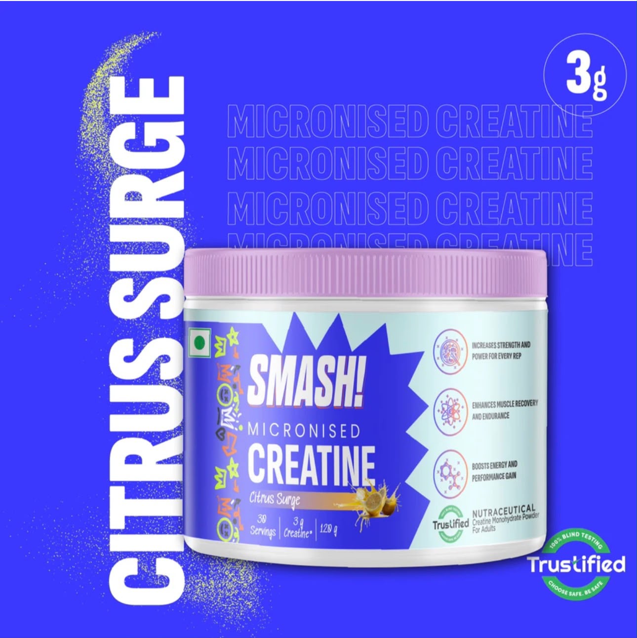 SMASH MICRONISED MONOHYDRATE CREATINE  120GM