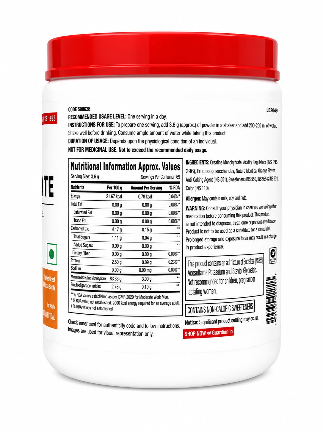 GNC  CREATINE MONOHYDRATE 250GM