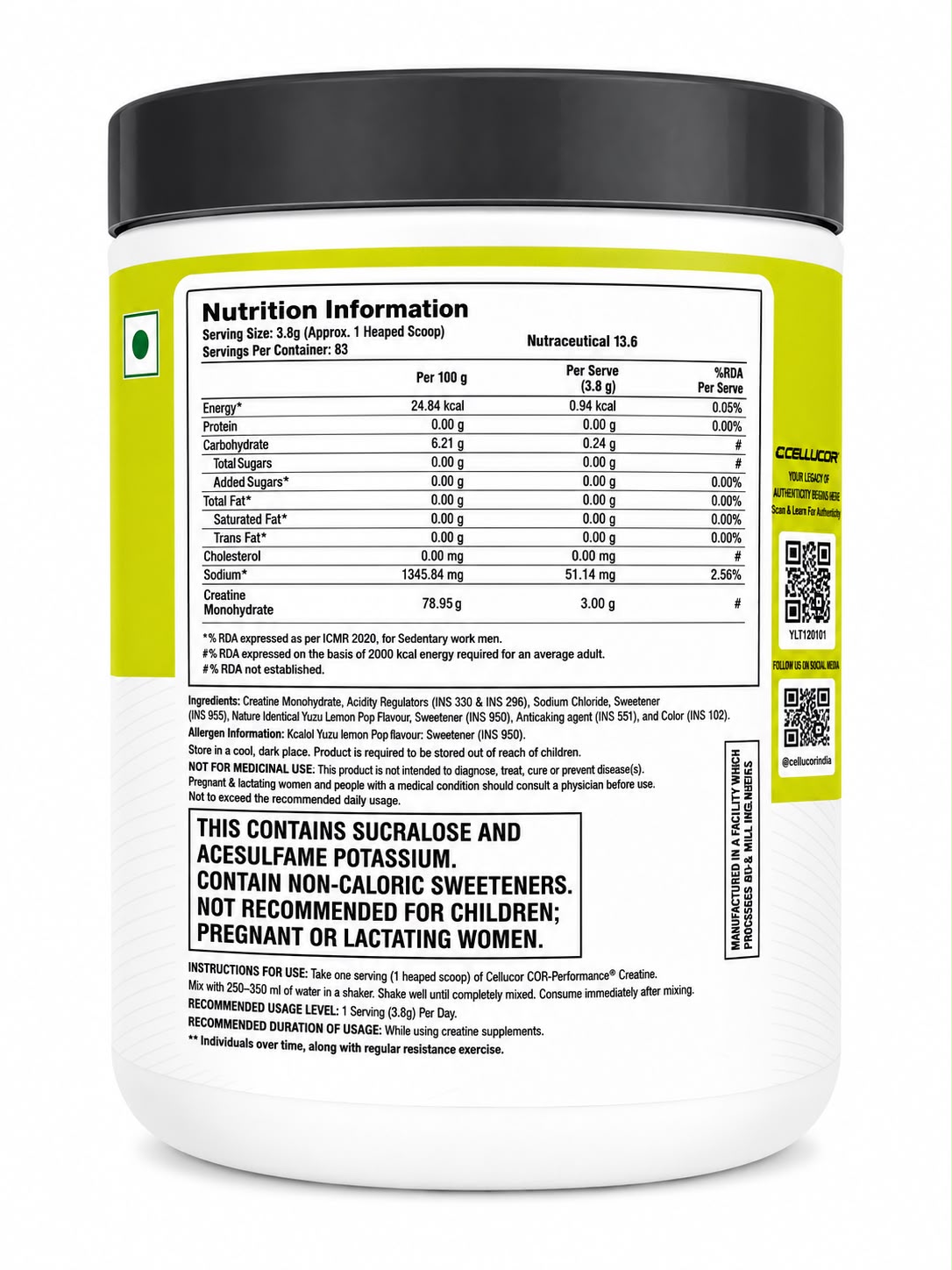 CELLUCOR CREATINE COR-PERFORMENCE 83 SERVING