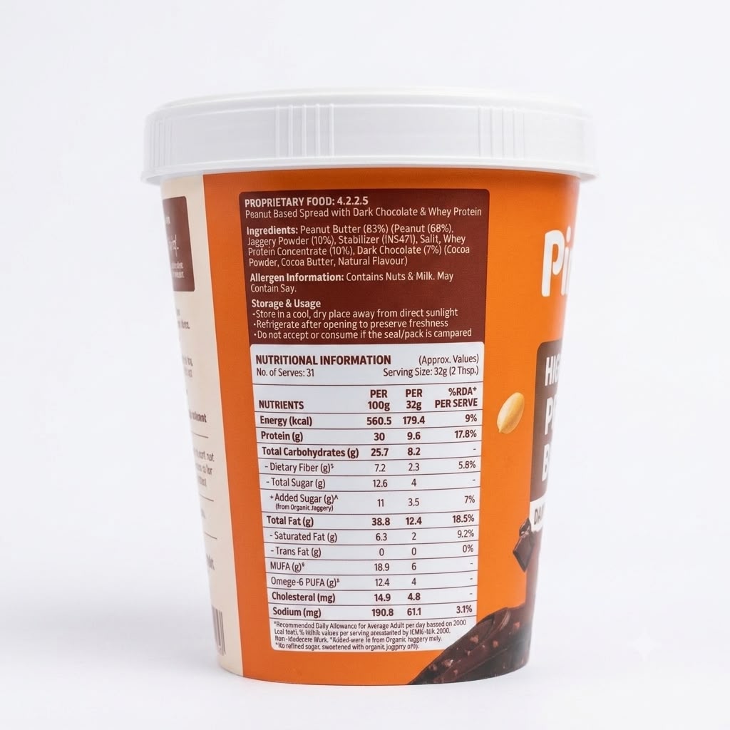 PINTOLA HI PROTEIN PEANUT BUTTER CRUNCHY 1KG CHOCOLATE